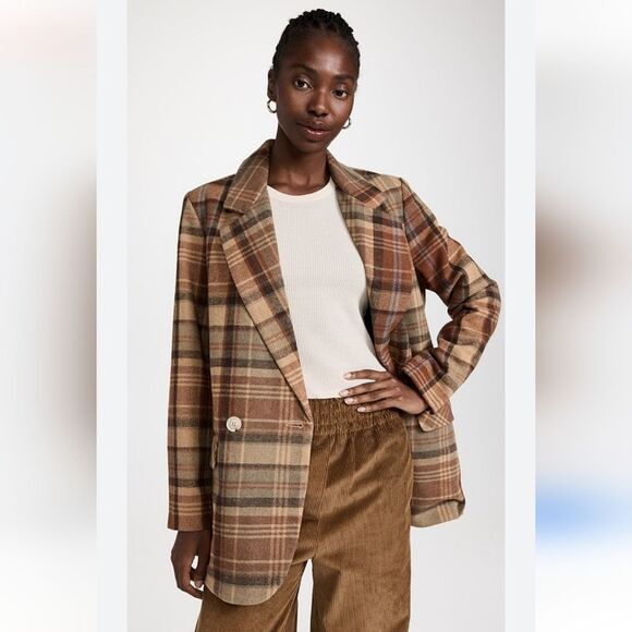 Free People Mari Plaid Blazer Size M - Picture 1 of 16